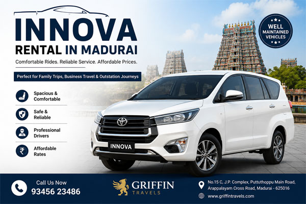 Innova Rental In Madurai, Luxury Car Rental in Madurai , Madurai Taxi Services Cab Booking, Local Car Rentals in Madurai